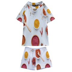 Masala Spices Food Kids  Swim Tee And Shorts Set by artworkshop