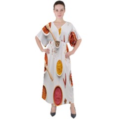 Masala Spices Food V-neck Boho Style Maxi Dress by artworkshop