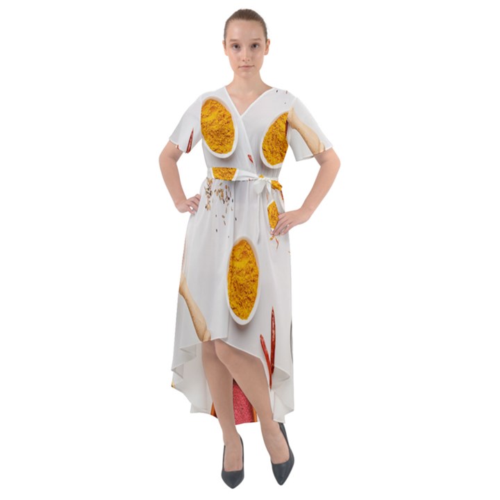 Masala Spices Food Front Wrap High Low Dress