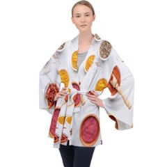 Masala Spices Food Long Sleeve Velvet Kimono  by artworkshop