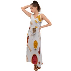 Masala Spices Food V-neck Chiffon Maxi Dress by artworkshop