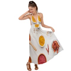 Masala Spices Food Backless Maxi Beach Dress by artworkshop