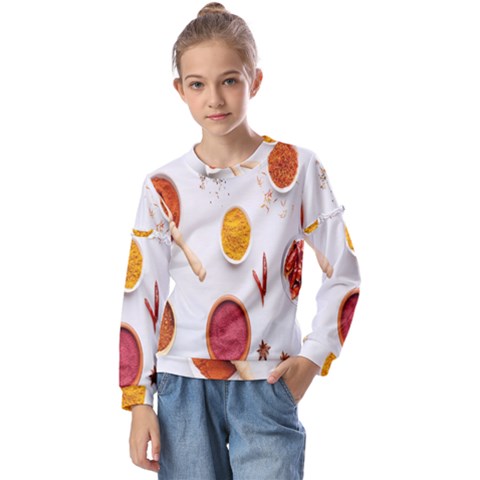 Masala Spices Food Kids  Long Sleeve Tee With Frill  by artworkshop