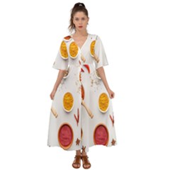 Masala Spices Food Kimono Sleeve Boho Dress by artworkshop