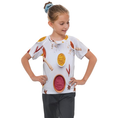 Masala Spices Food Kids  Mesh Piece Tee by artworkshop