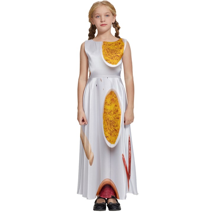 Masala Spices Food Kids  Satin Sleeveless Maxi Dress