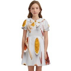 Masala Spices Food Kids  Bow Tie Puff Sleeve Dress