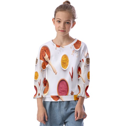 Masala Spices Food Kids  Cuff Sleeve Top by artworkshop