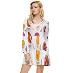 Masala Spices Food Tiered Long Sleeve Mini Dress