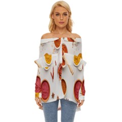 Masala Spices Food Off Shoulder Chiffon Pocket Shirt