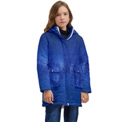 Milky Way Stars Night Sky Kid s Hooded Longline Puffer Jacket by artworkshop