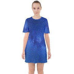 Milky Way Stars Night Sky Sixties Short Sleeve Mini Dress by artworkshop