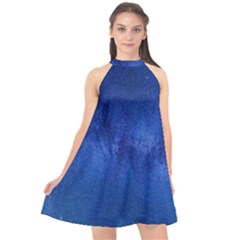 Milky Way Stars Night Sky Halter Neckline Chiffon Dress  by artworkshop