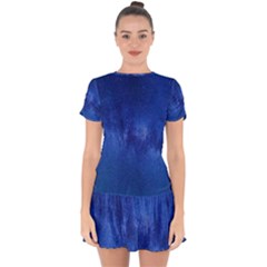 Milky Way Stars Night Sky Drop Hem Mini Chiffon Dress by artworkshop