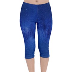 Milky Way Stars Night Sky Velvet Capri Leggings  by artworkshop