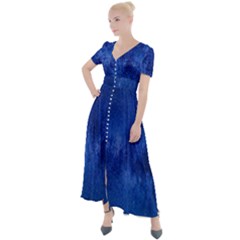 Milky Way Stars Night Sky Button Up Short Sleeve Maxi Dress by artworkshop