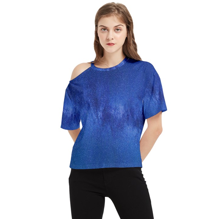 Milky Way Stars Night Sky One Shoulder Cut Out Tee