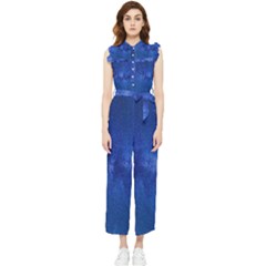 Milky Way Stars Night Sky Women s Frill Top Chiffon Jumpsuit by artworkshop