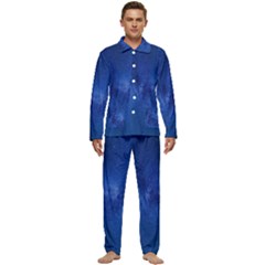 Milky Way Stars Night Sky Men s Long Sleeve Velvet Pocket Pajamas Set