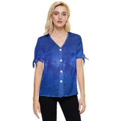 Milky Way Stars Night Sky Bow Sleeve Button Up Top