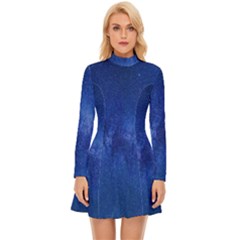 Milky Way Stars Night Sky Long Sleeve Velour Longline Dress by artworkshop