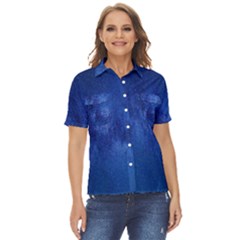 Milky Way Stars Night Sky Women s Short Sleeve Double Pocket Shirt