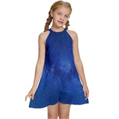 Milky Way Stars Night Sky Kids  Halter Collar Waist Tie Chiffon Dress by artworkshop