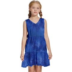 Milky Way Stars Night Sky Kids  Sleeveless Tiered Mini Dress