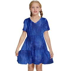 Milky Way Stars Night Sky Kids  Short Sleeve Tiered Mini Dress