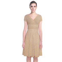 Paper Brown Short Sleeve Front Wrap Dress by artworkshop