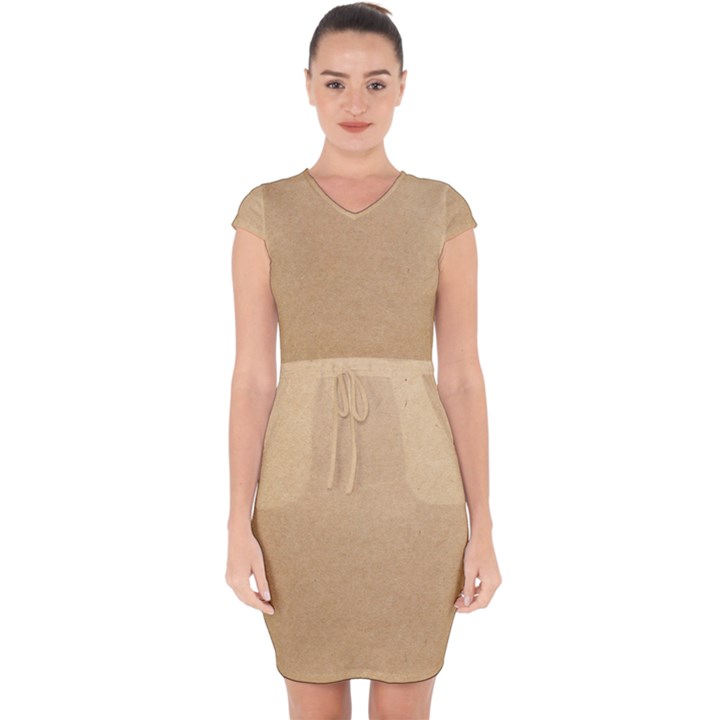 Paper Brown Capsleeve Drawstring Dress 