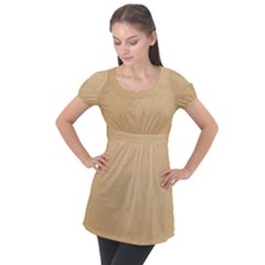 Paper Brown Puff Sleeve Tunic Top by artworkshop