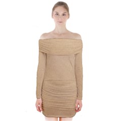 Paper Brown Long Sleeve Off Shoulder Dress by artworkshop