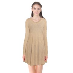 Paper Brown Long Sleeve V-neck Flare Dress by artworkshop