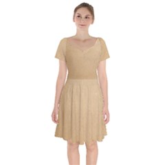 Paper Brown Short Sleeve Bardot Dress by artworkshop