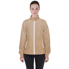 Paper Brown Women s High Neck Windbreaker by artworkshop