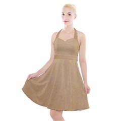 Paper Brown Halter Party Swing Dress  by artworkshop