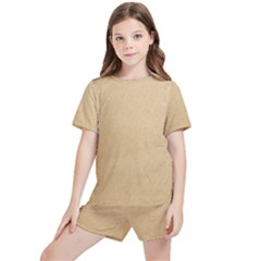 Paper Brown Kids  Tee And Sports Shorts Set by artworkshop