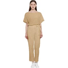 Paper Brown Batwing Lightweight Chiffon Jumpsuit by artworkshop