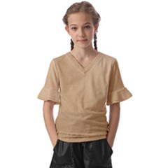 Paper Brown Kids  V-neck Horn Sleeve Blouse by artworkshop