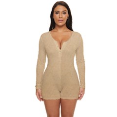 Paper Brown Long Sleeve Boyleg Swimsuit