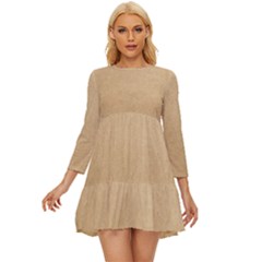 Paper Brown Long Sleeve Babydoll Dress