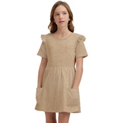 Paper Brown Kids  Frilly Sleeves Pocket Dress