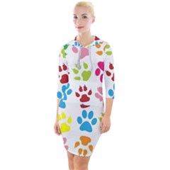 Paw Print Quarter Sleeve Hood Bodycon Dress by artworkshop