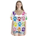 Paw Print V-Neck Flutter Sleeve Top View1