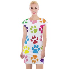 Paw Print Cap Sleeve Bodycon Dress by artworkshop