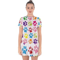 Paw Print Drop Hem Mini Chiffon Dress by artworkshop