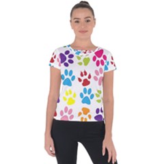 Paw Print Short Sleeve Sports Top  by artworkshop