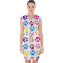 Paw Print Capsleeve Drawstring Dress  View1