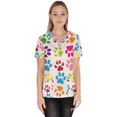 Paw Print Women s V-neck Scrub Top by artworkshop